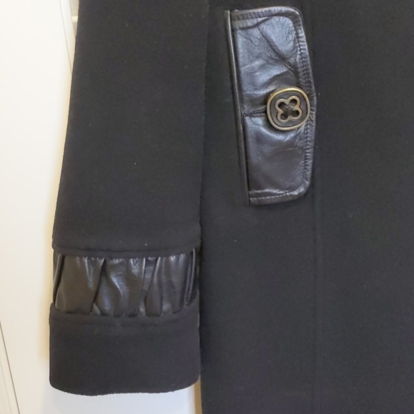 Mackage Coat Black Leather Trim M - Picture 3 of 5